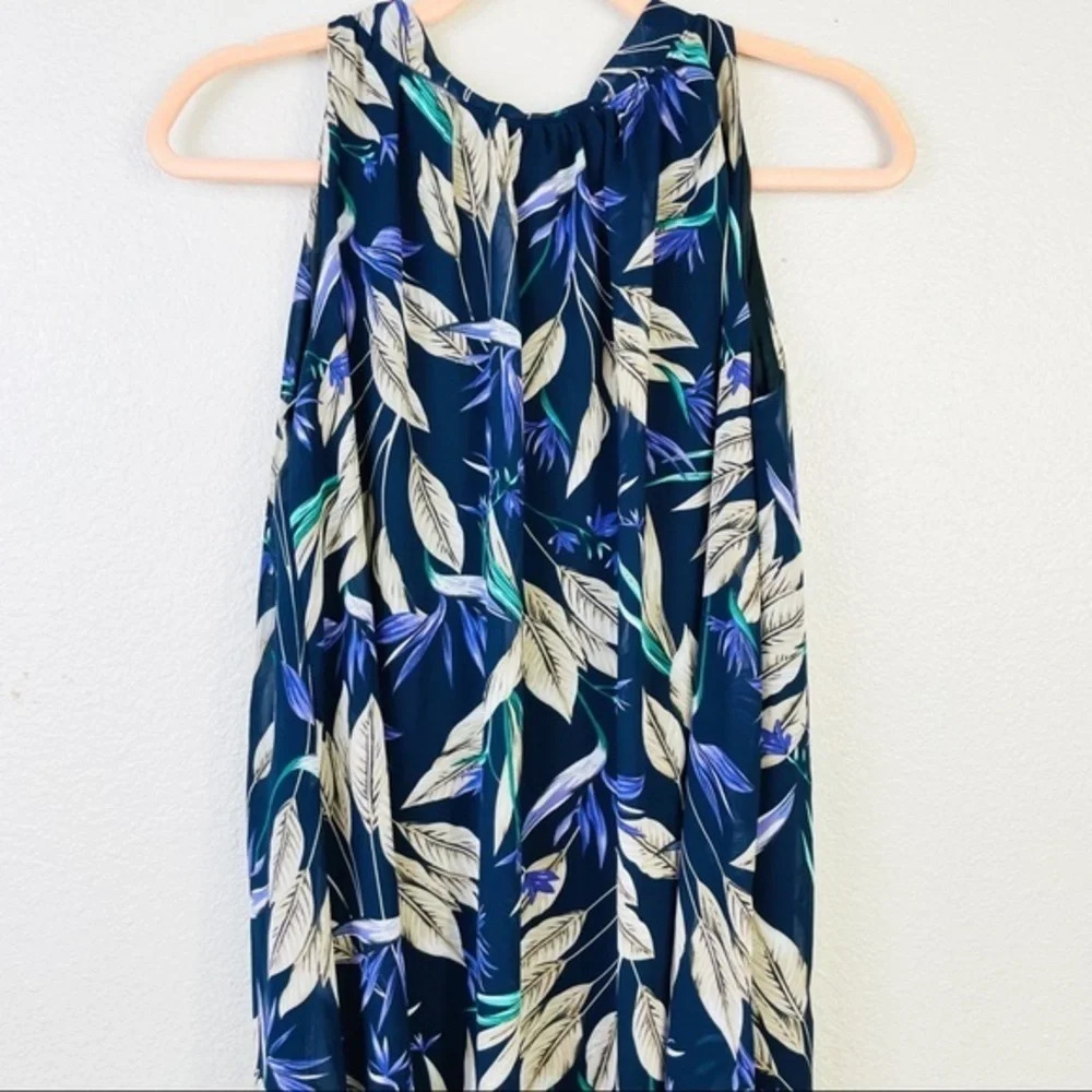 NEW COLLECTION Made In Italy Palm\Leaf Print Chiffon Dress Medium